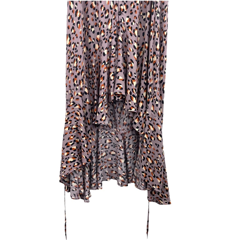 NEW VICI Lavender Leopard High Low Maxi ruffle Dress Size S - Picture 4 of 9